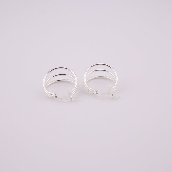 Women's Sterling Silver Multi-Hoop Dangle Earrings Statement Jewelry ** - Picture 5 of 10